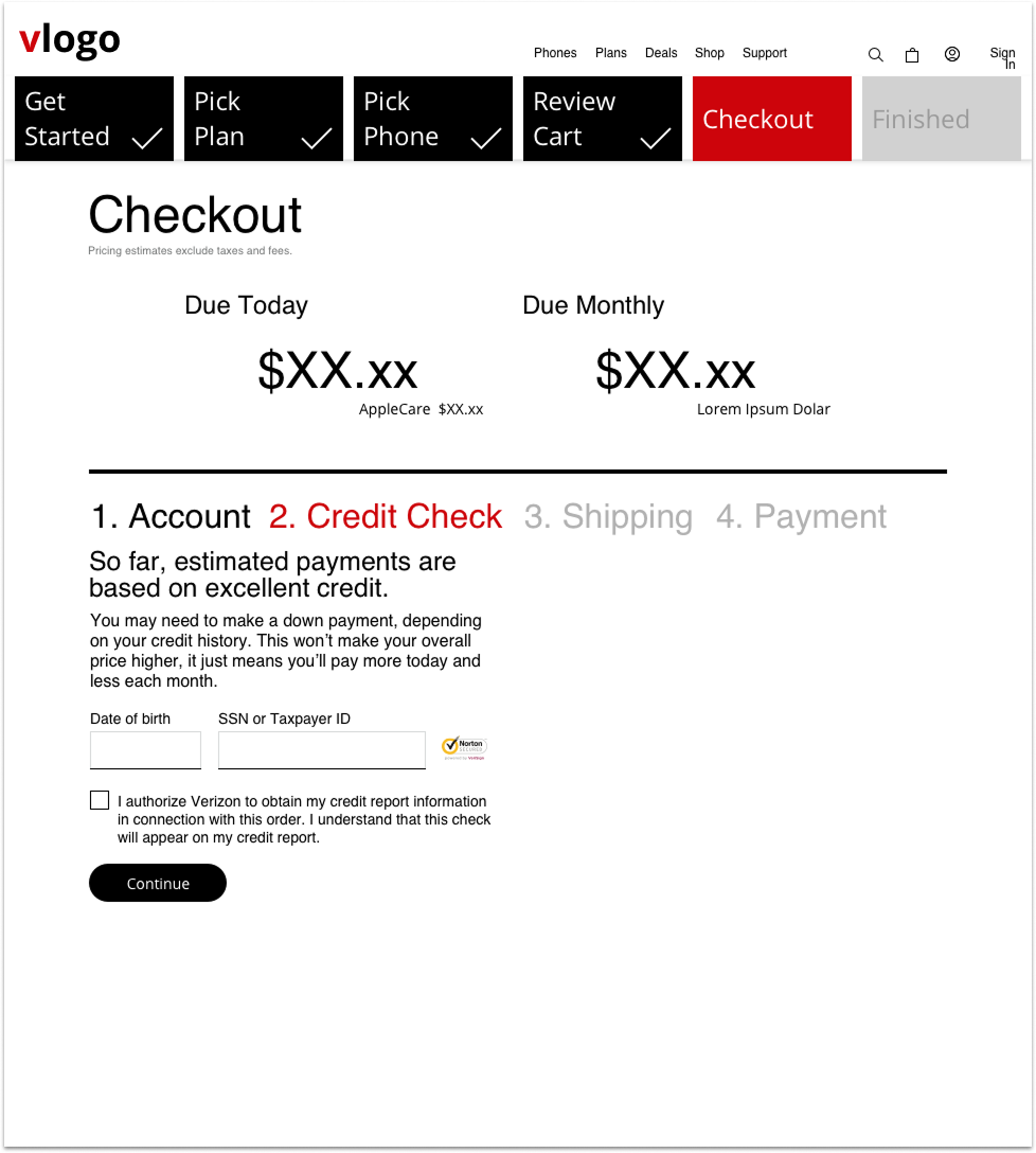 Credit Check - Initial screen explaining the process